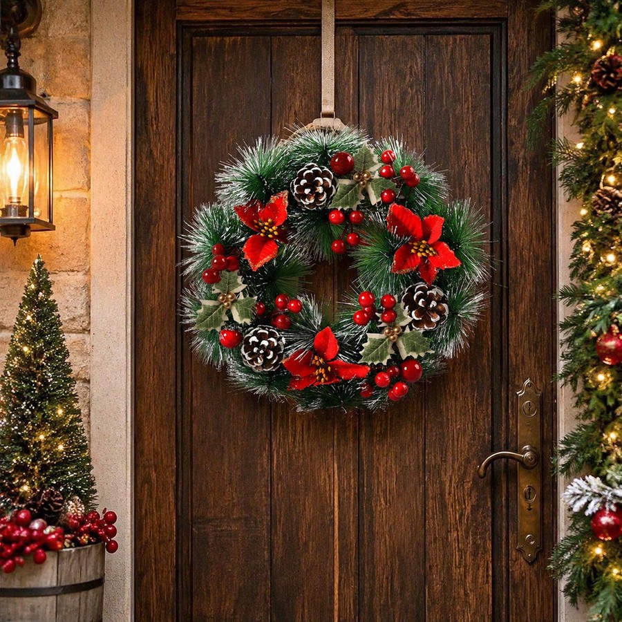 1 Pieza de Guirnalda Navideña  - Christmas Wreath Fake reseña y precio